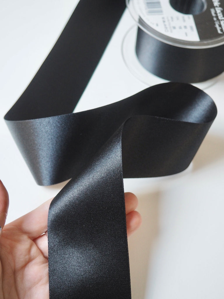 Berisfords Black Double Faced Satin Ribbon 50mm