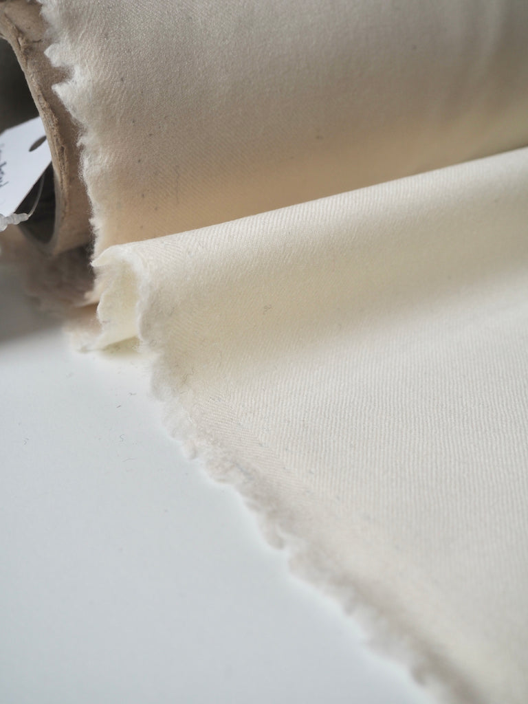 Cream Brushed Wool Twill