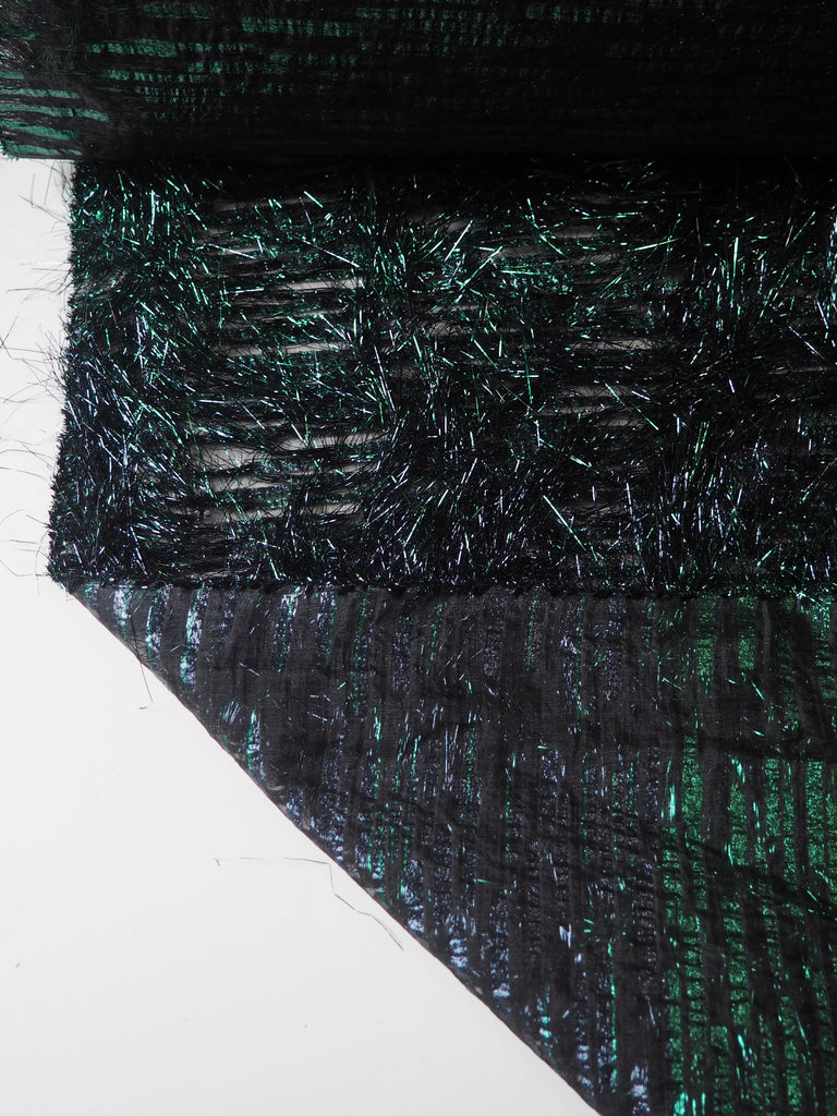 Green + Blue Tinsel Fringe Organza