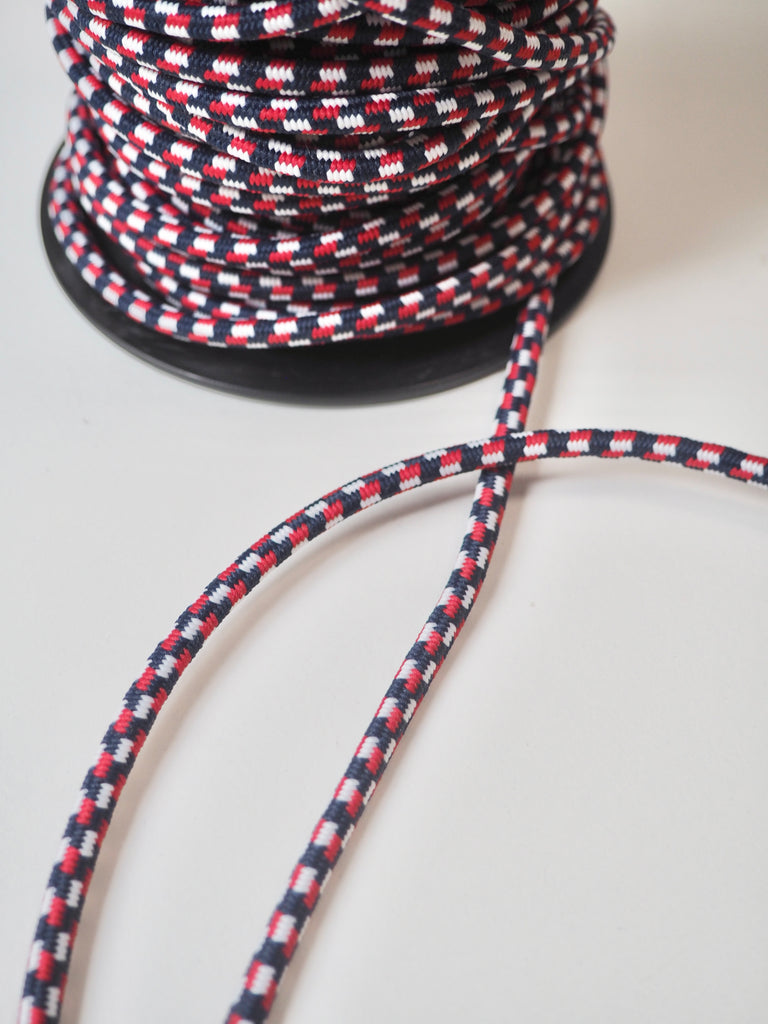 Navy + Red Stretch Braided Cord 5mm
