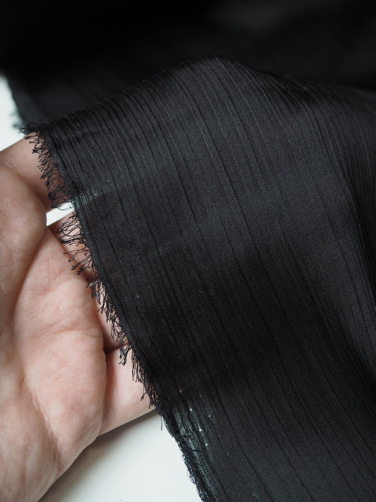 Black Crinkle Satin Chiffon