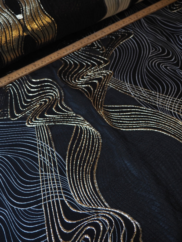 Golden Wave Jacquard Cloqué