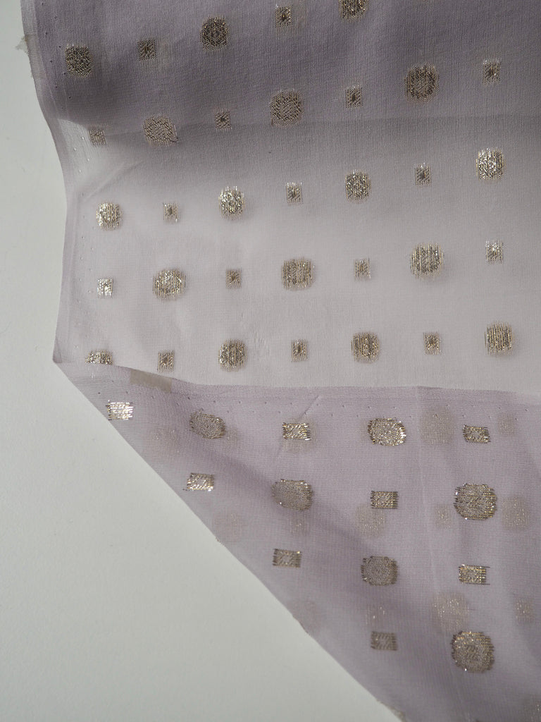 Lilac Dotted Metallic Silk Chiffon