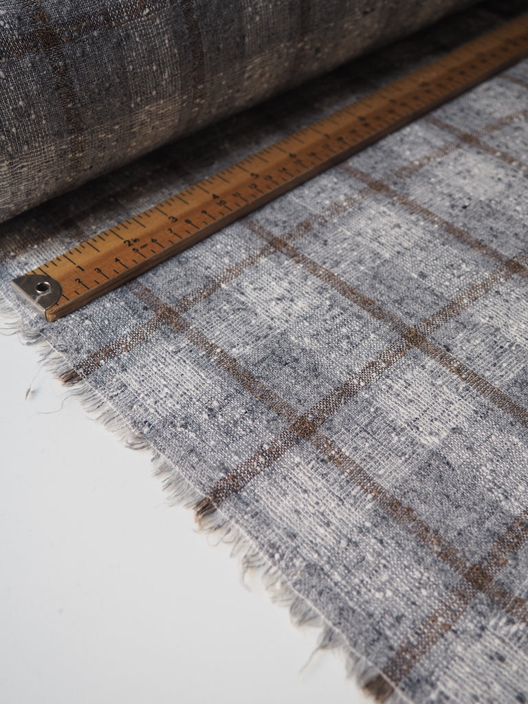 Sand + Grey Check Linen Bouclé