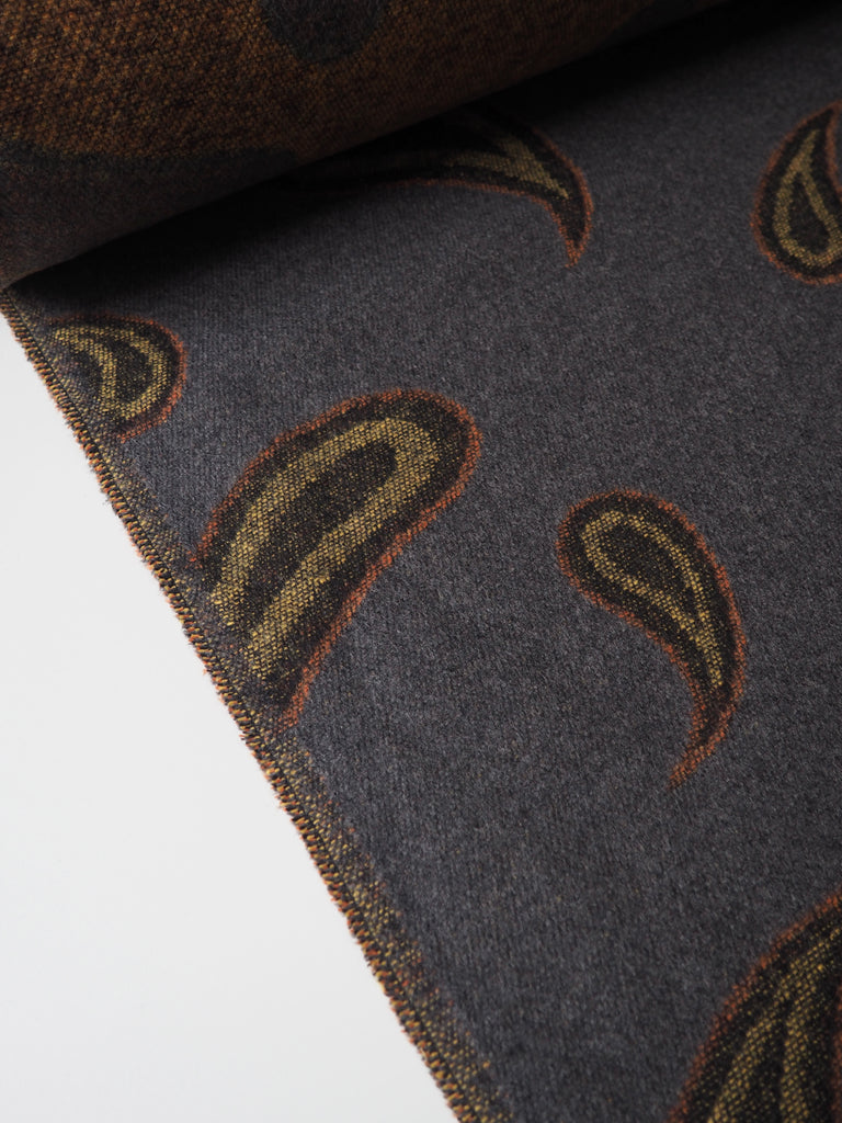 Grey Paisley Wool Jacquard