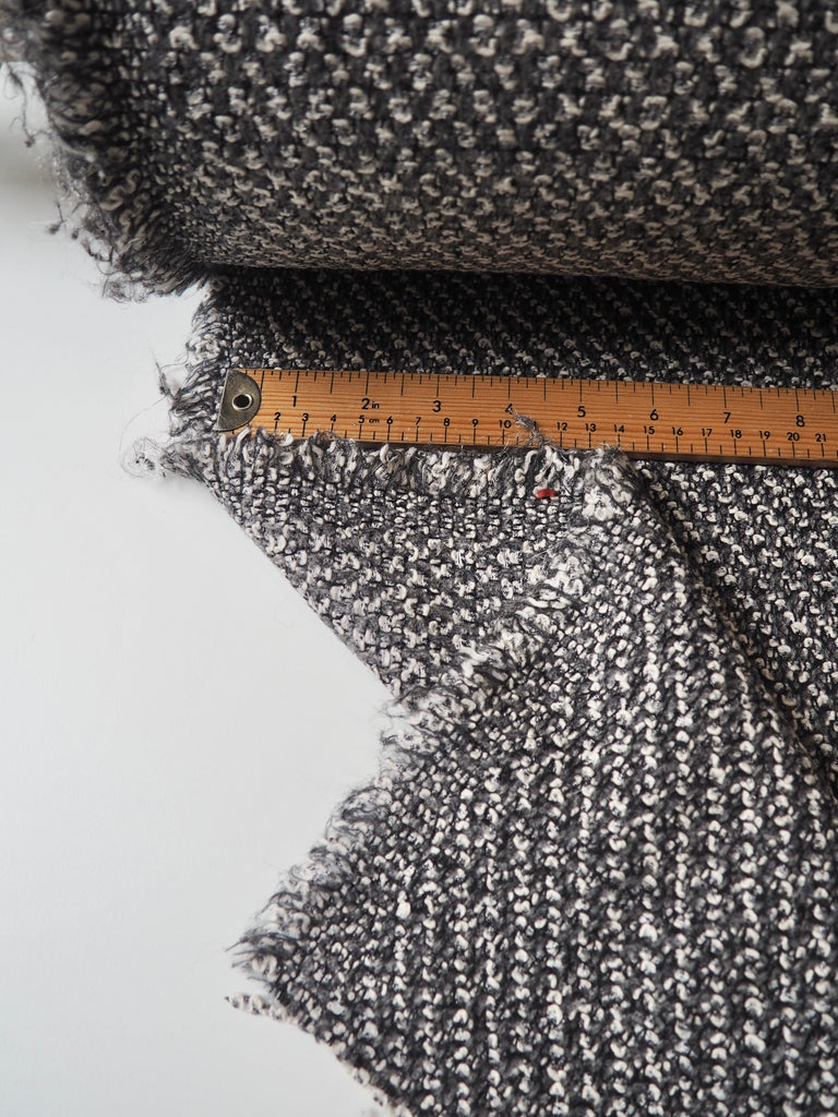 Grey Marl Bouclé Wool Blend Coating