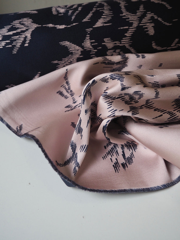 Navy + Blush Floral Jacquard