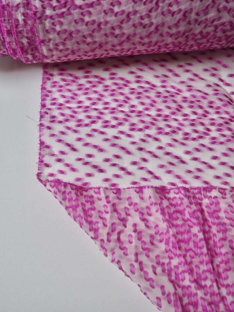Magenta Spotted Silk Jacquard Chiffon