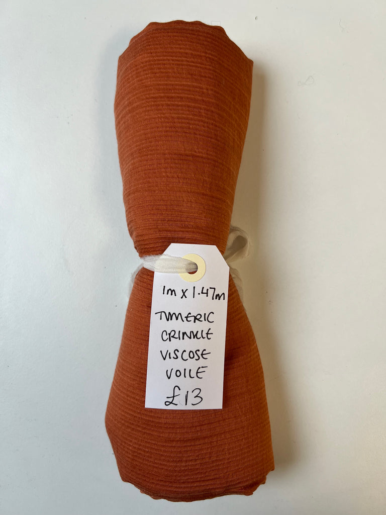 Turmeric Crinkle Viscose Voile Remnant