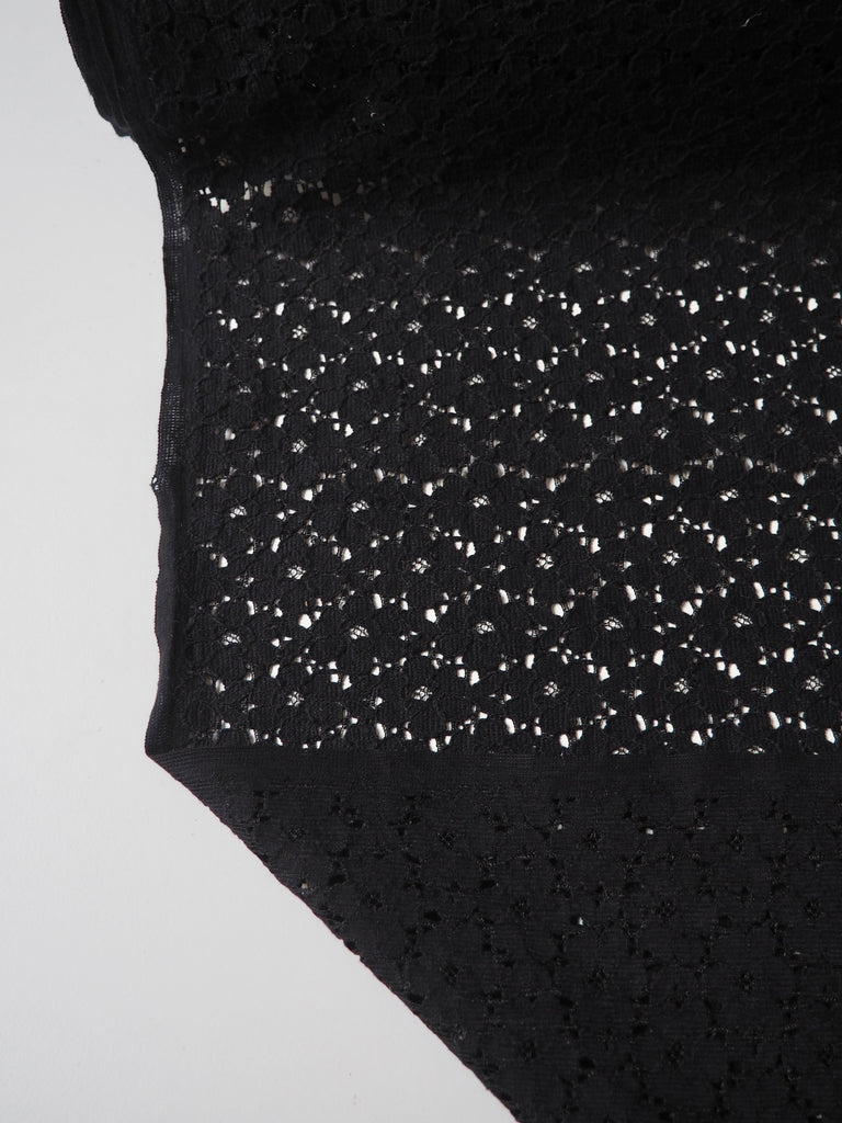 Black Corded Flower Cotton Lace