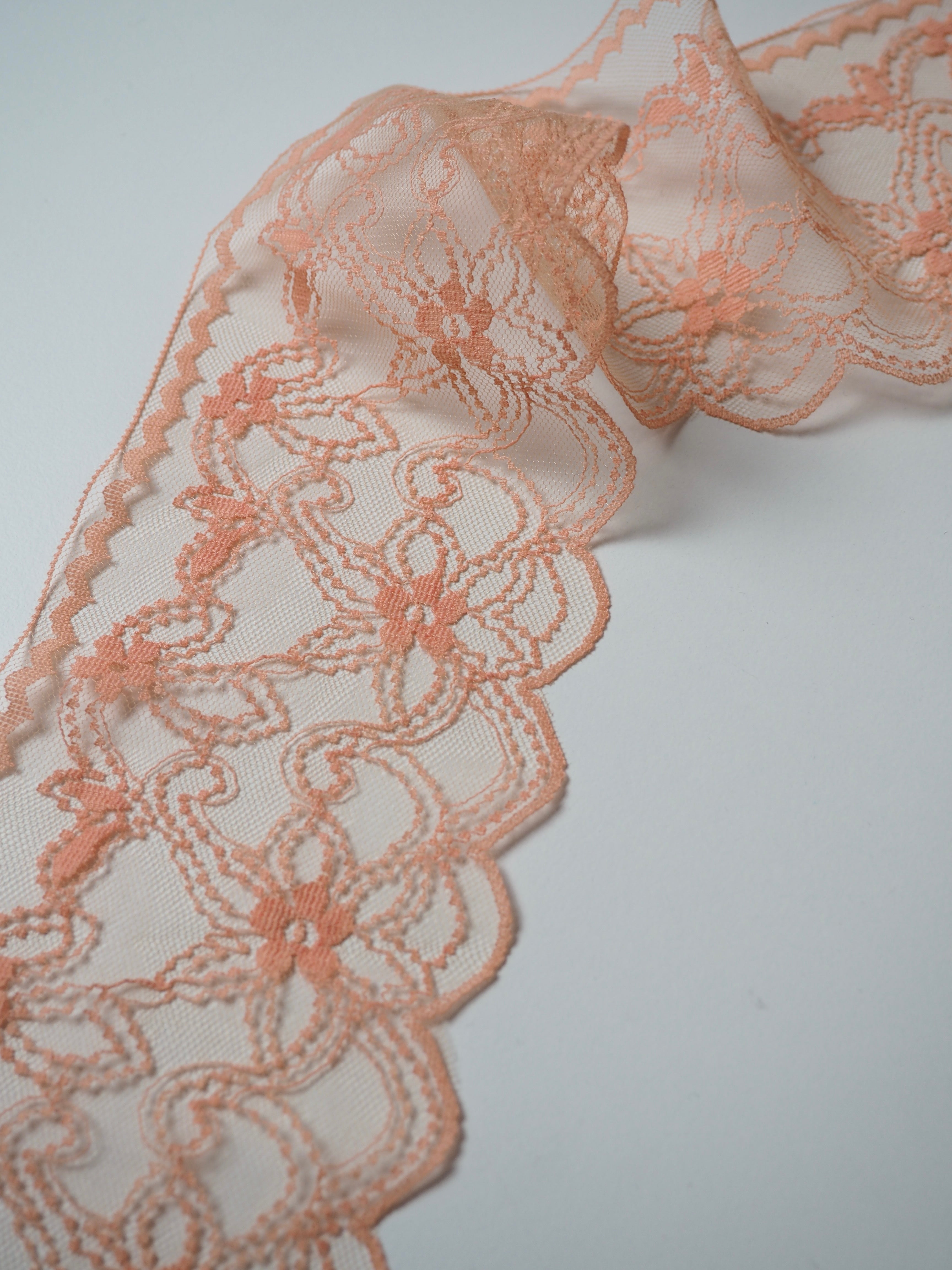 Peach color guipure elastic lace trim - Lace trim - lace fabric from