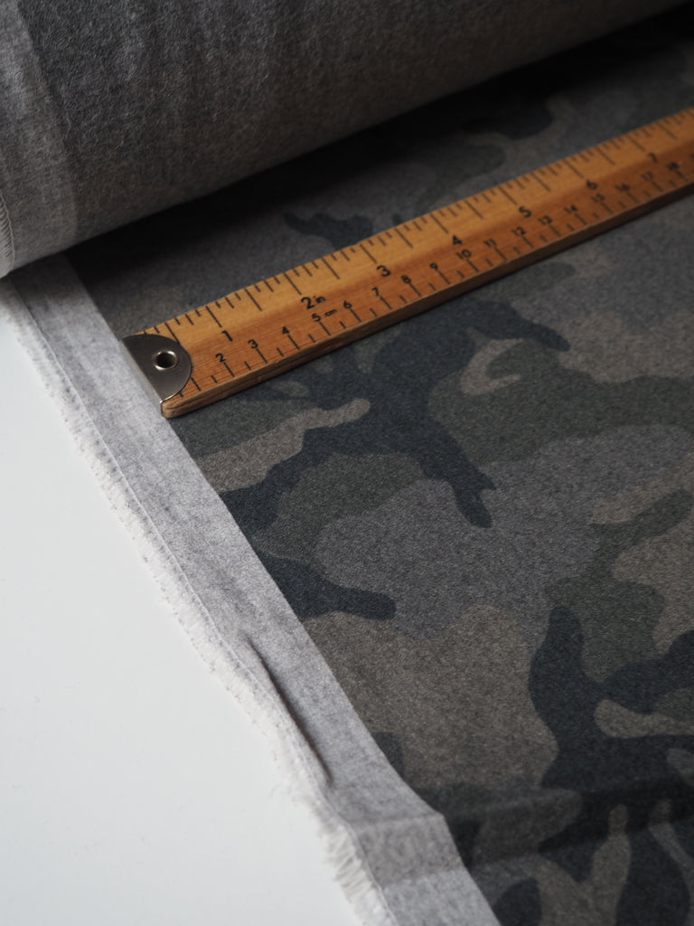 Green Camouflage Wool Flannel