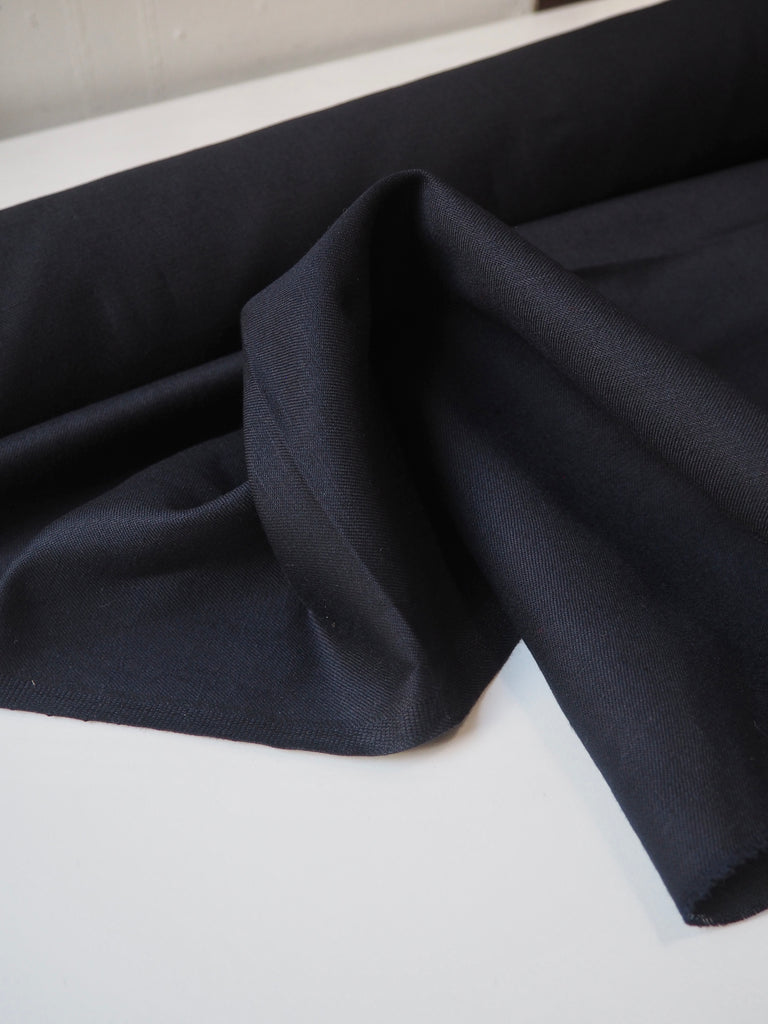 Navy Wool Blend Twill