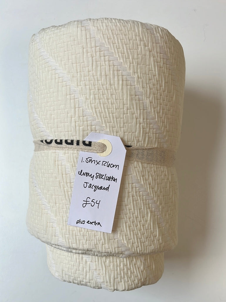 Ivory Silk Cotton Jacquard Remnant