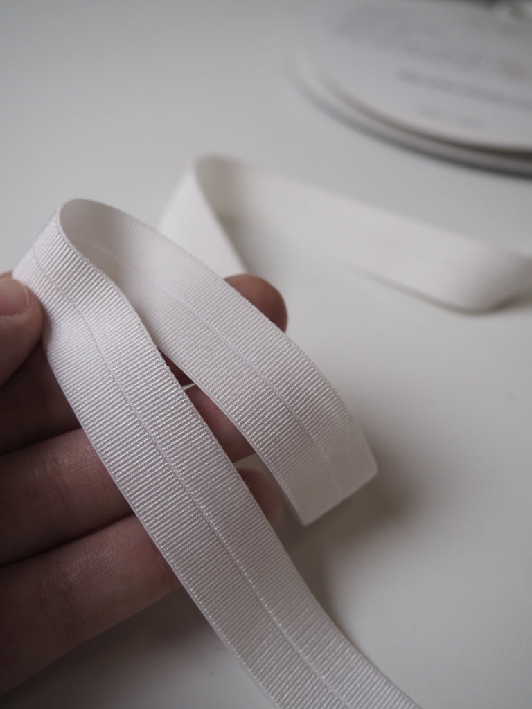 Shindo White Grosgrain Fold-Over Elastic 18mm