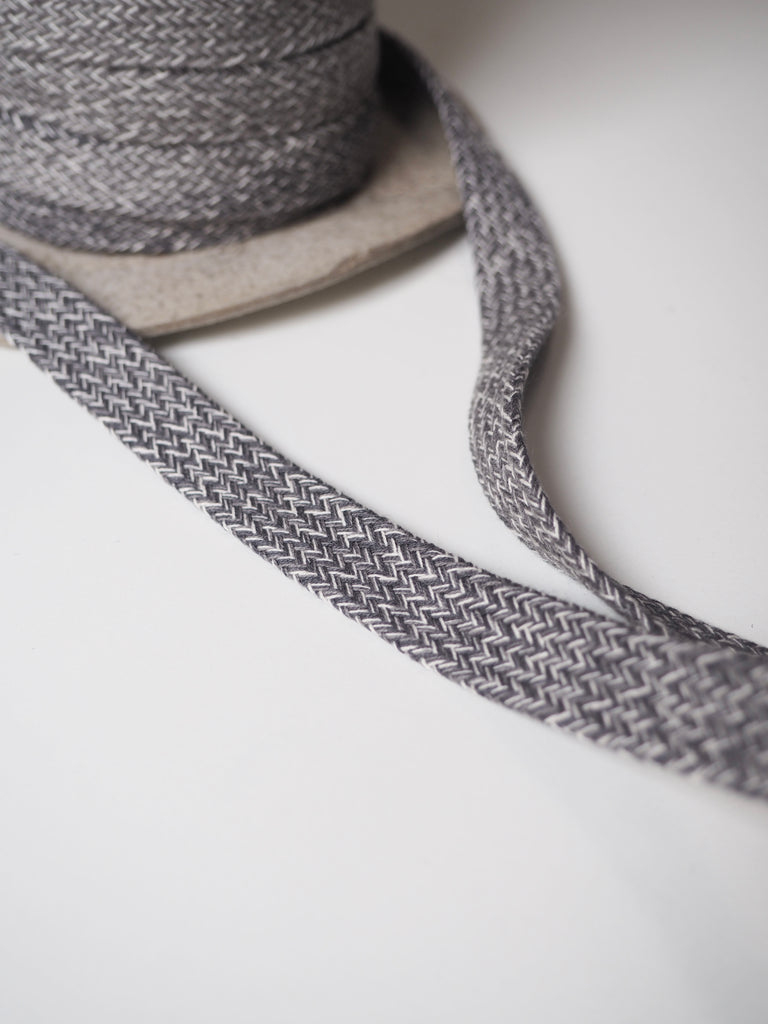 Grey + White Flat Braided Cotton Cord 15mm