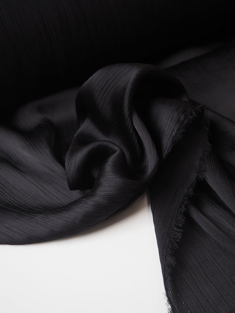 Black Crinkle Satin Chiffon