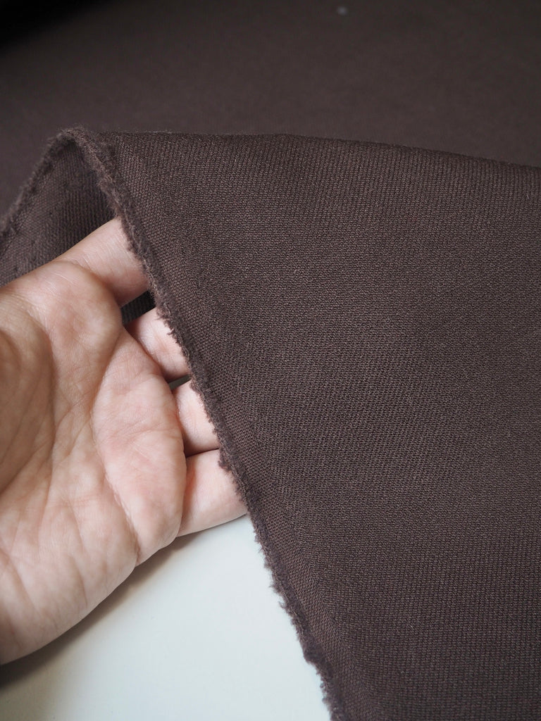 Brown Stretch Double Wool Twill