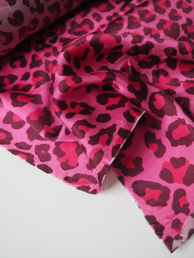 Pink Leopard Viscose Satin
