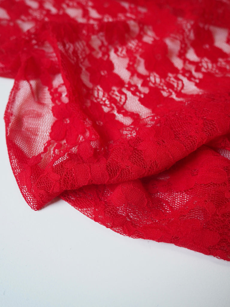 Hot Red Forget-me-not Stretch Lace