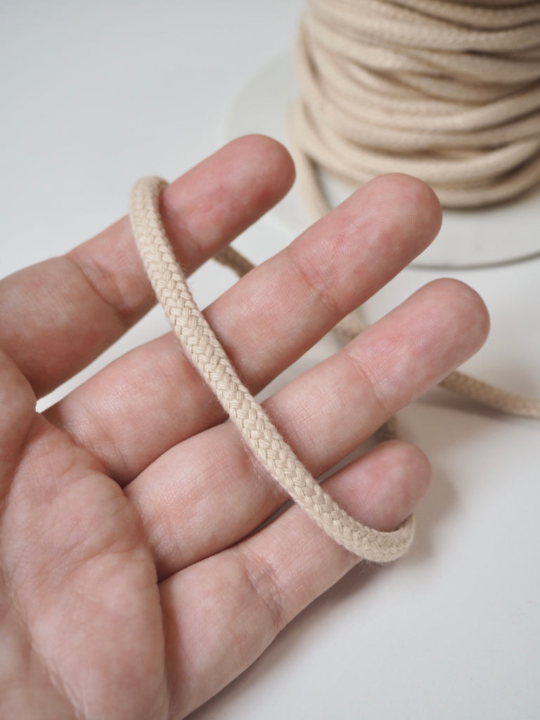 Beige Cotton Blend Braided Cord 5mm