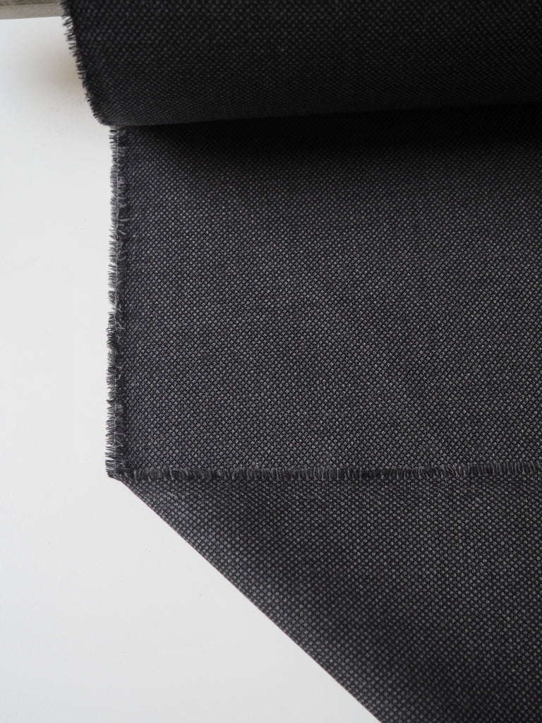 Grey + Black Birdseye Stretch Wool/Cotton