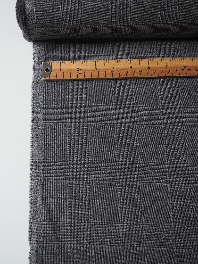 Grey Marl Check Wool Suiting