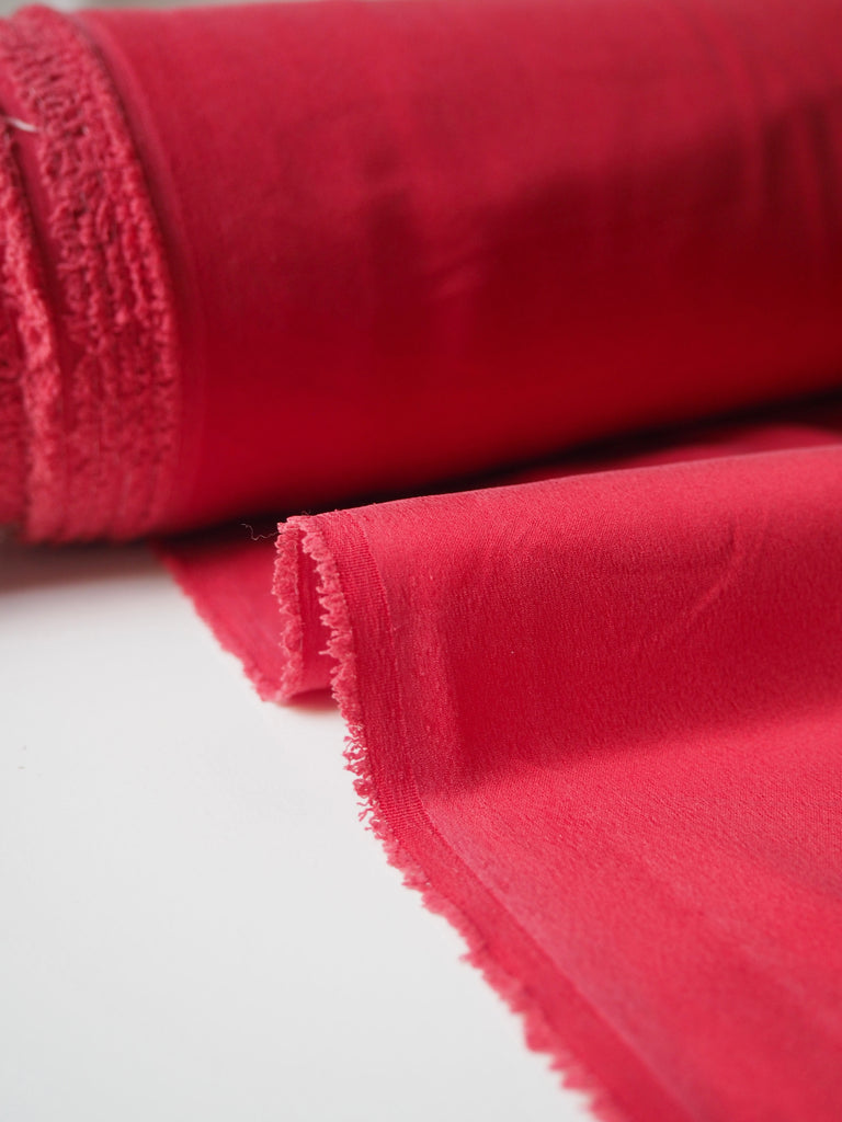 Red Stretch Washed Silk Satin