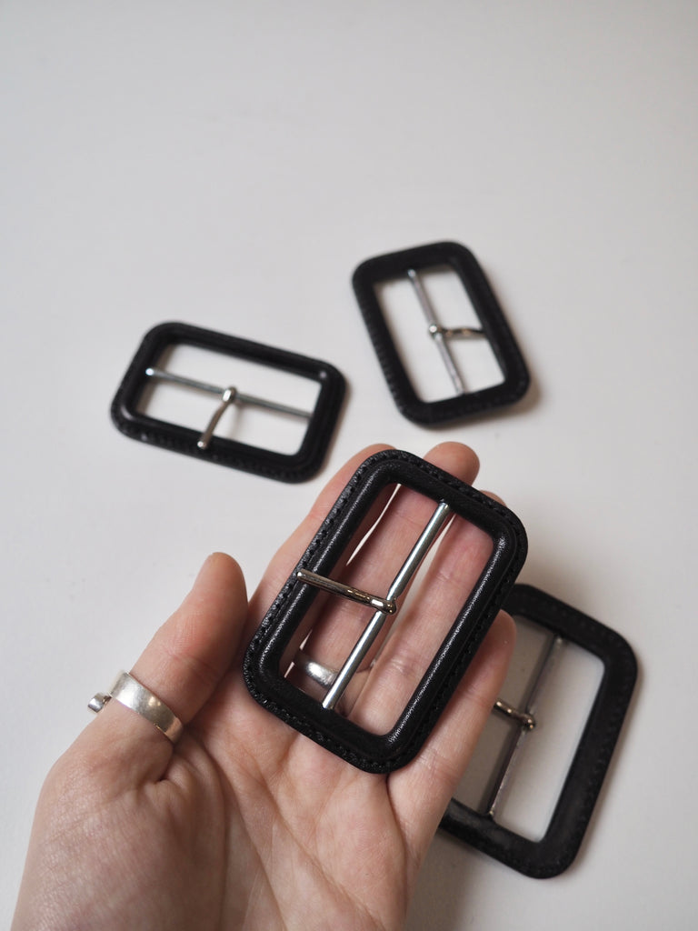Black Leather + Silver Buckle 5cm