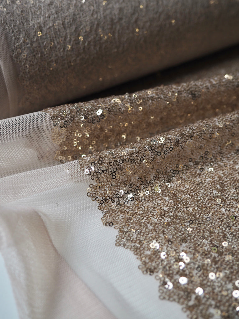 Soft Gold Micro Sequin Tulle