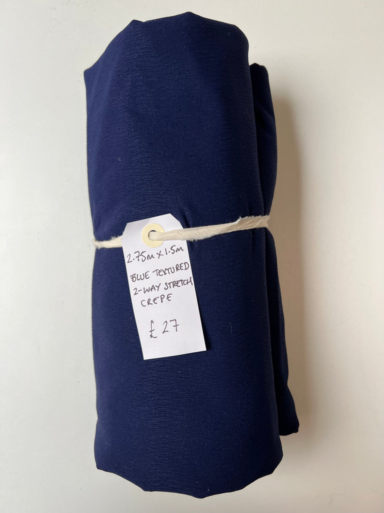 Blue Textured 2-way Stretch Crepe Remnant