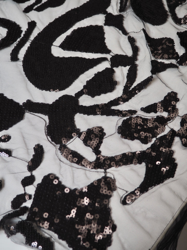 Black Abstract Sequin Tulle