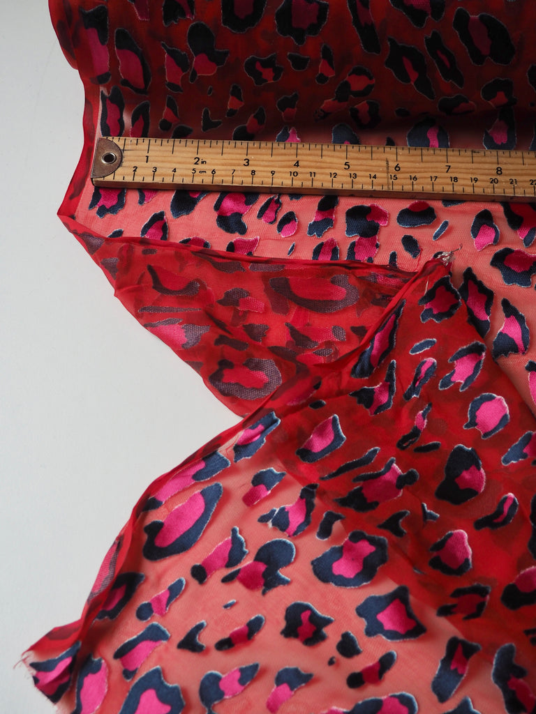 Red Leopard Burnout Chiffon