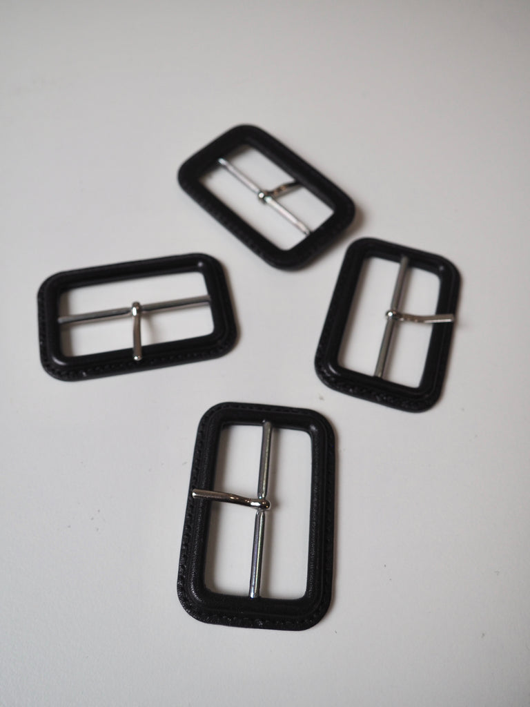 Black Leather + Silver Buckle 5cm