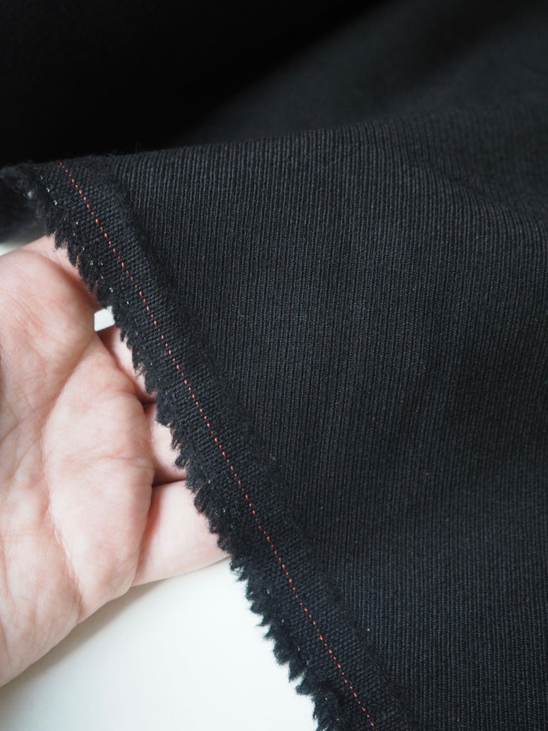 Black Mediumweight Wool Twill