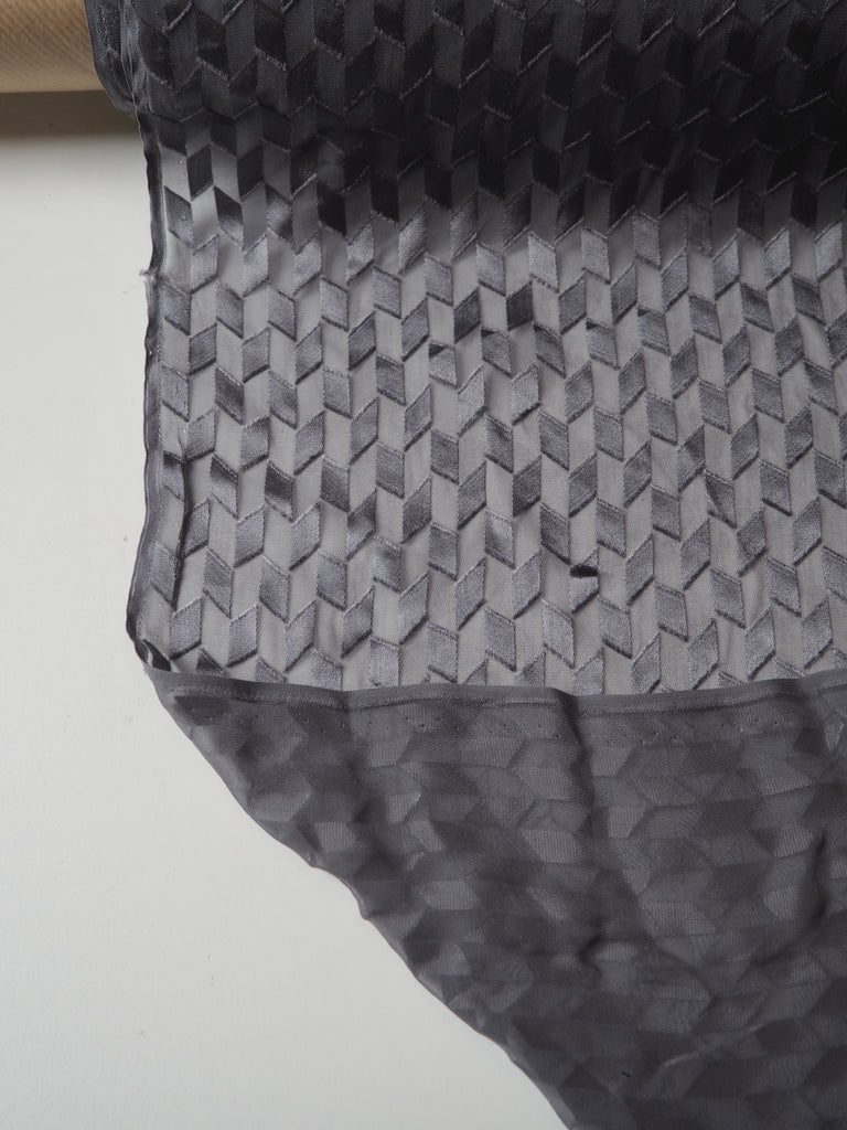 Charcoal Burnout Silk Chiffon