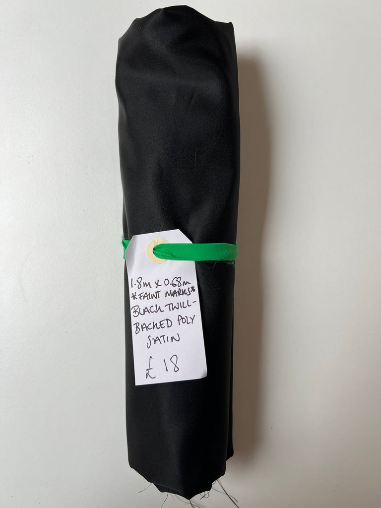 Black Twill Backed Poly Satin Remnant