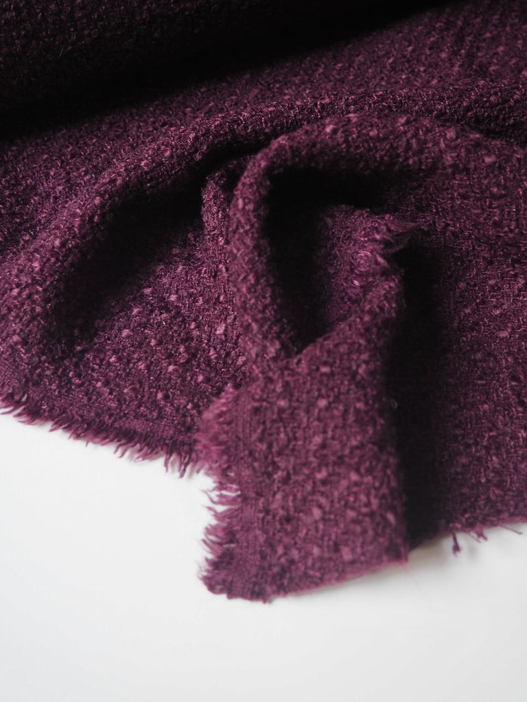 Merlot Wool Blend Tweed Bouclé
