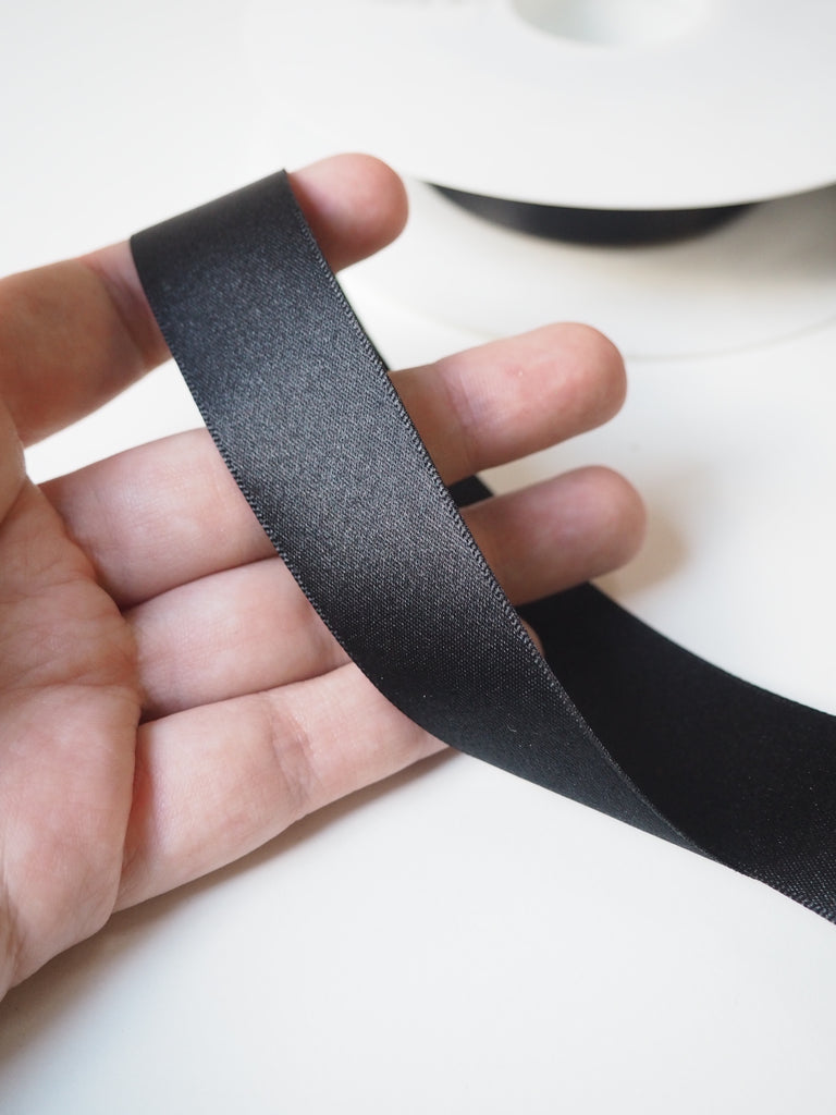 Black Double Faced Satin Ribbon 25mm