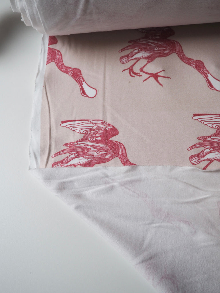 Pink Spoonbill Organic Cotton Interlock Jersey