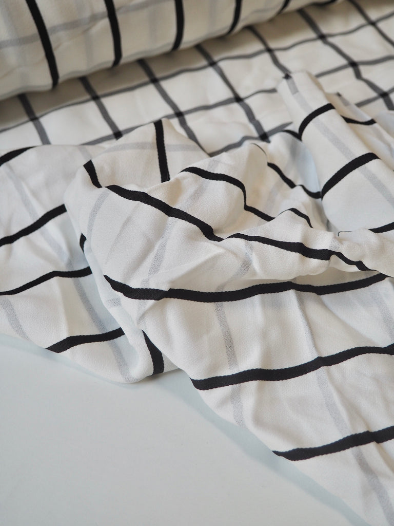 B+W Check + Stripe Crepe-Back Satin