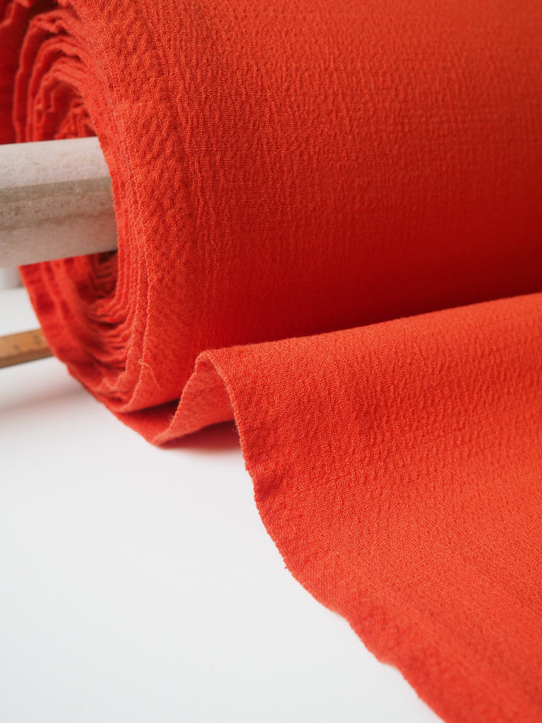 Orange Plush Double Faced Wool Crepe