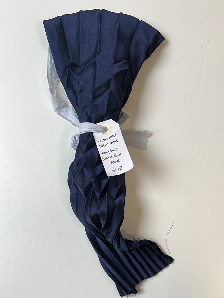 Navy Satin Pleated Skirt Panel Remnant