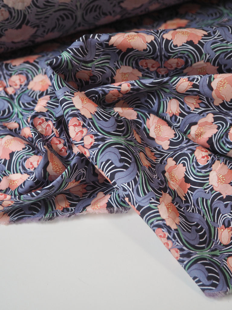 Liberty Blue Tulip Swirl Tana Cotton Lawn