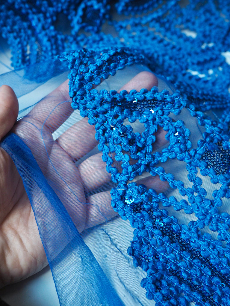 Sapphire Bouclé Sequin Tulle
