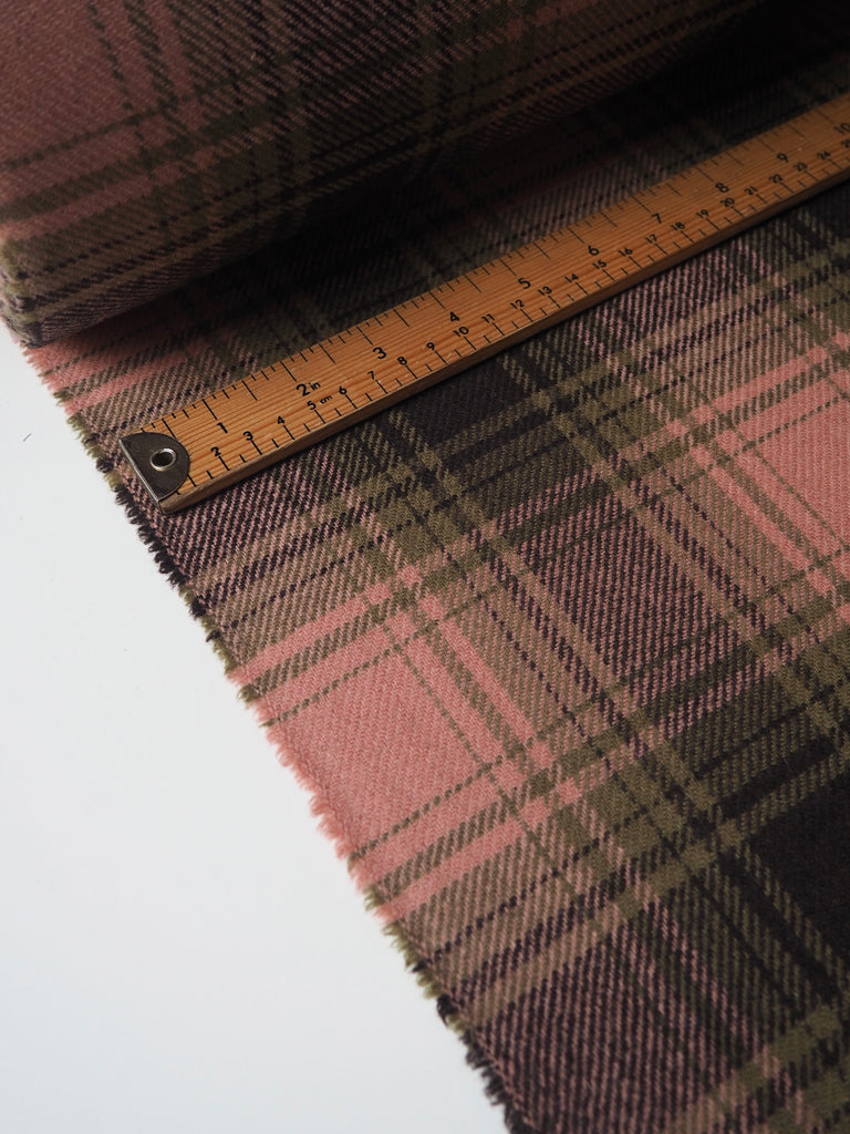 Pink + Olive Check Wool