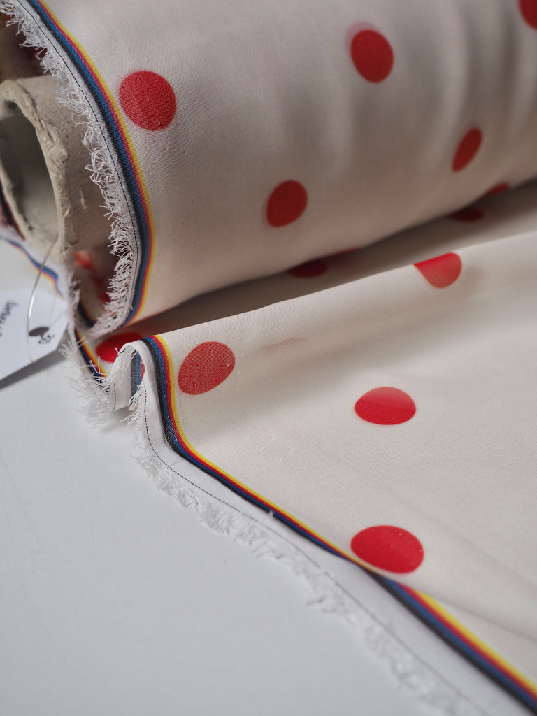 Ivory + Red Polka Dot Chiffon