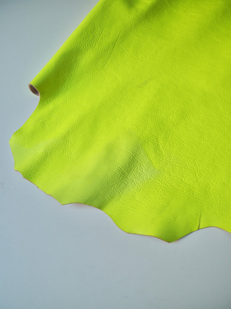 Neon Yellow Distressed Cowhide