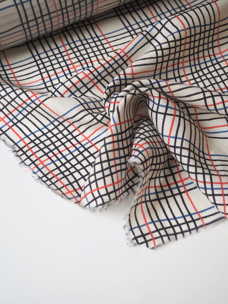 Grid Cotton/Silk Twill