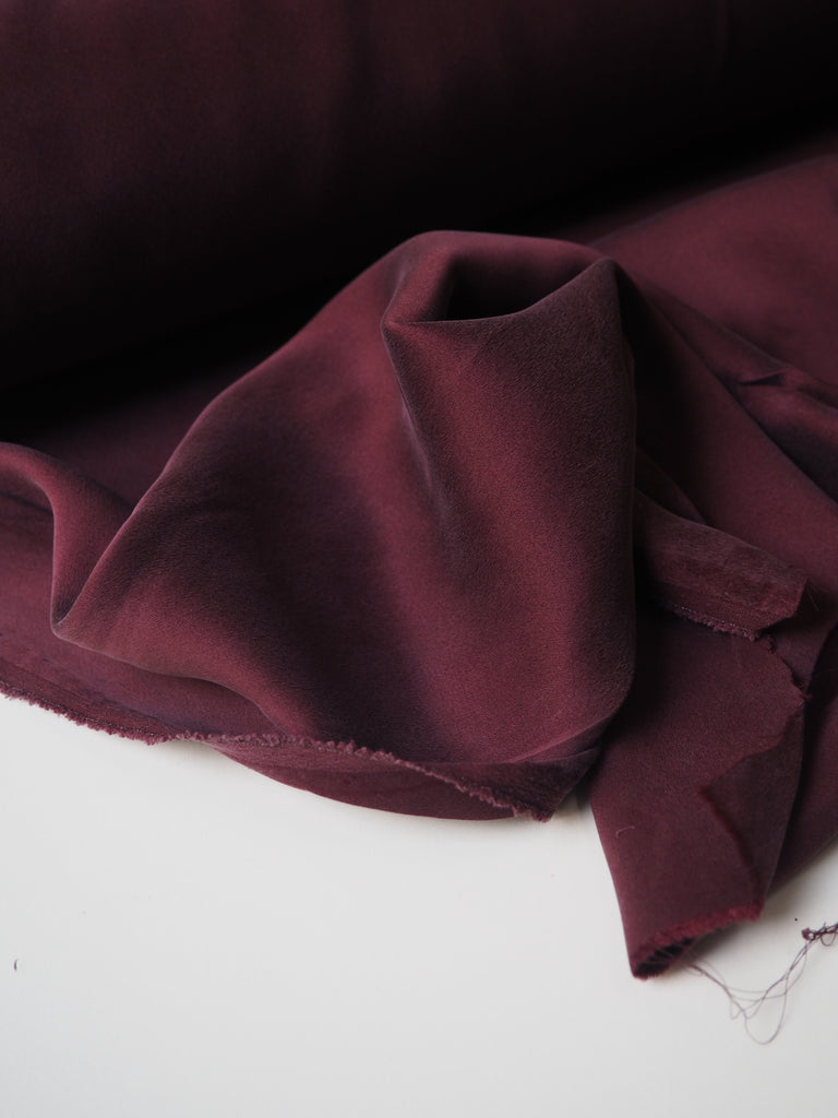 Burgundy Stretch Washed Silk Satin